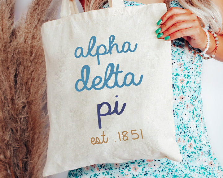 Alpha Delta Pi The Blues Sorority Tote Bag | ADPI College Sorority Bag | ADPI Tote Bag | Big Little Sorority Gift | Cute Beach Bag _ 15106g