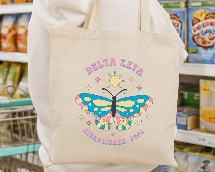 Delta Zeta Twinklewings Sorority Tote Bag | Delta Zeta College Sorority Bag | Dee Zee Tote Bag | Sorority Gift | Sorority Beach Bag _ 15170g