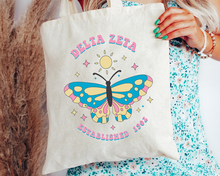 Delta Zeta Twinklewings Sorority Tote Bag | Delta Zeta College Sorority Bag | Dee Zee Tote Bag | Sorority Gift | Sorority Beach Bag _ 15170g
