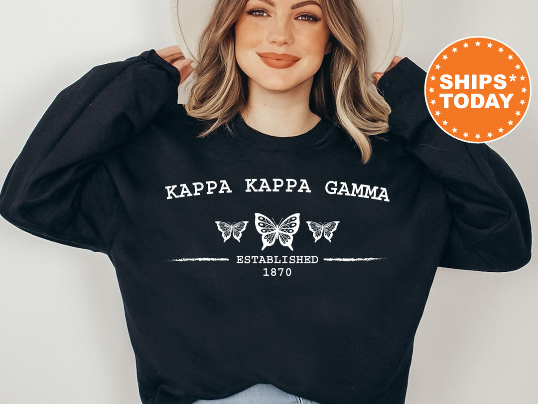 Kappa Kappa Gamma Neutral Butterfly Sorority Sweatshirt | Kappa Crewneck Sweatshirt | Greek Apparel | Big Little Reveal | College Apparel 7531g