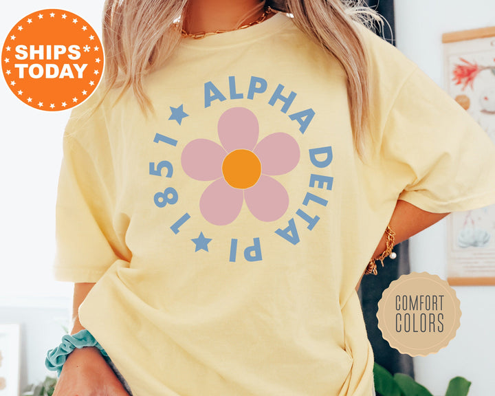 Alpha Delta Pi Bright Floral Comfort Colors Sorority T-Shirt | ADPI Comfort Colors Shirt | ADPI Oversized Shirt | Big Little Gifts _ 7437g