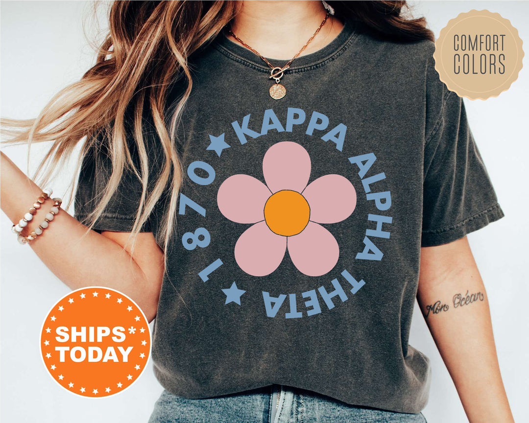 Kappa Alpha Theta Bright Floral Comfort Colors Sorority T-Shirt | THETA Comfort Colors Shirt | THETA Oversized Shirt | Sorority Gift _ 7451g