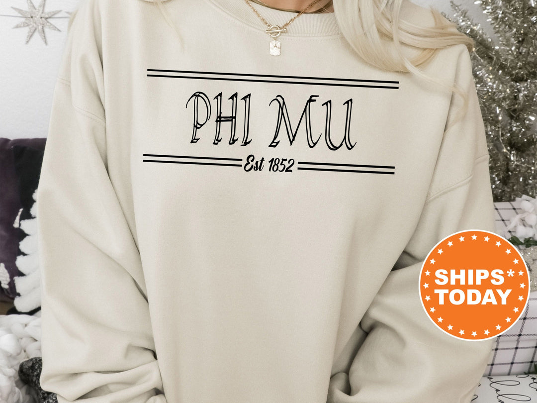 Phi Mu Retro Fitted Sorority Sweatshirt | Phi Mu Sorority Hoodie | Big Little Gift | Sorority Merch | College Greek Sweatshirt _ 7350g