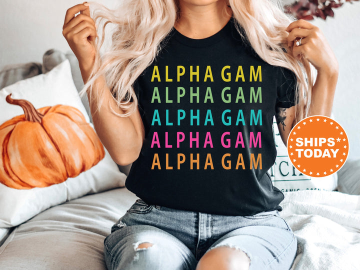 Alpha Gamma Delta Modern Colors Sorority T-Shirt | Alpha Gam Greek Apparel | Big Little Shirt | Sorority Gift | Comfort Colors Shirt _ 5838g