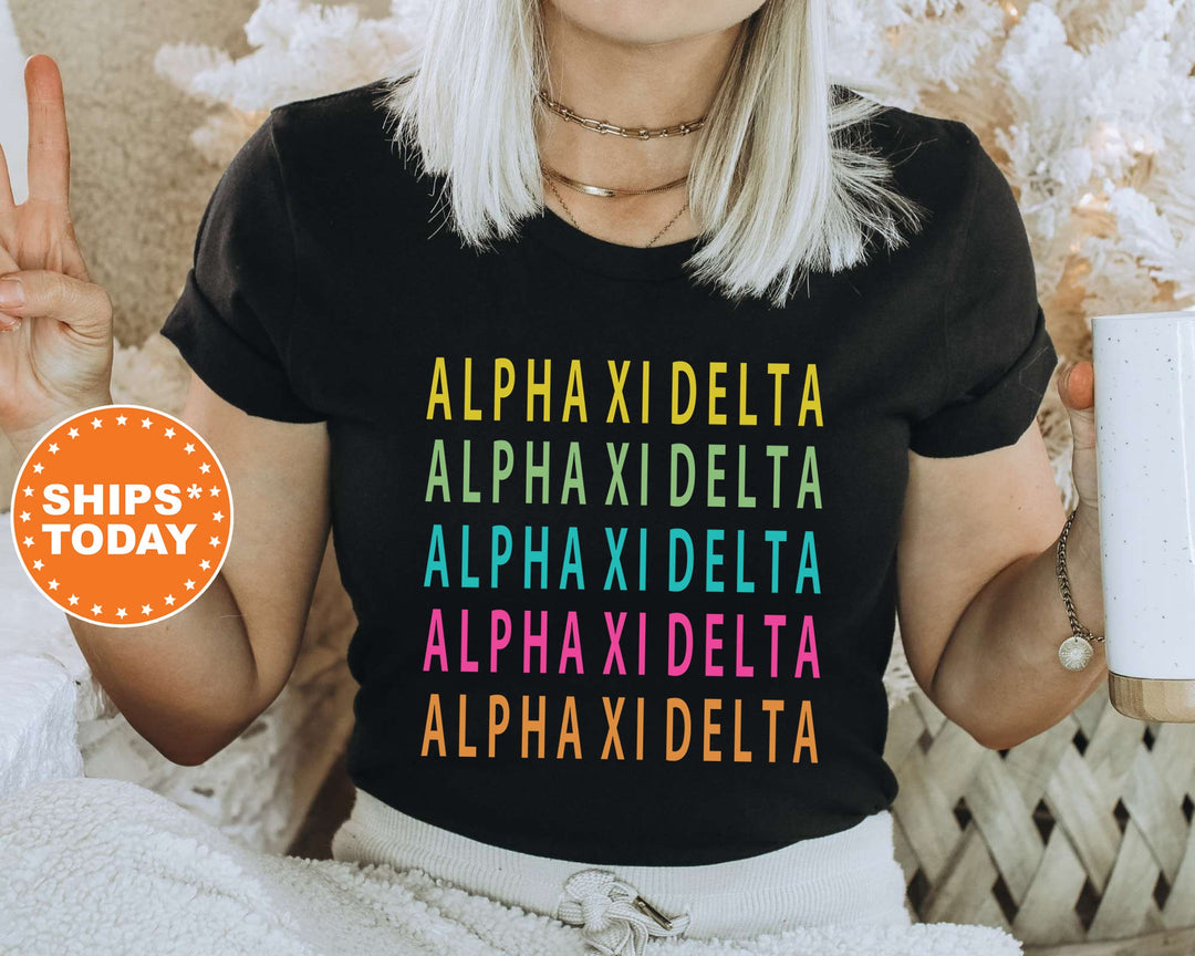 Alpha Xi Delta Modern Colors Sorority T-Shirt | AXID Sorority Apparel | Big Little Reveal | Sorority Gift | Comfort Colors Shirt _ 5843g