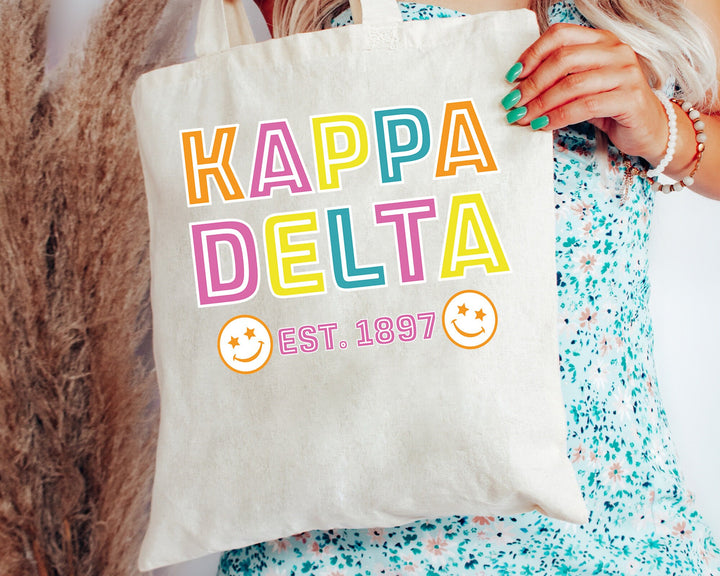 Kappa Delta Frisky Script Sorority Tote Bag | Kay Dee Sorority Beach Bag | Kappa Delta Tote Bag | Sorority Gifts | Sorority Merch _ 15199g