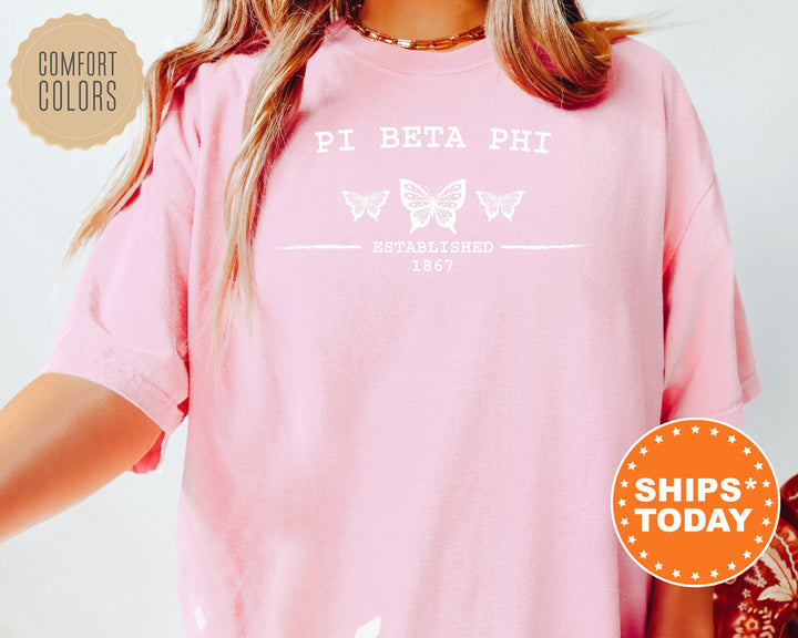 Pi Beta Phi Neutral Butterfly Sorority T-Shirt | Pi Phi Sorority Reveal | Sorority Gifts | Comfort Colors Shirt | Big Little Sorority _ 7534g