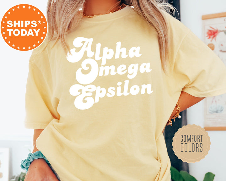 Alpha Omega Epsilon 80's Disco Sorority T-Shirt | Big Little Reveal | Comfort Colors Shirt | Custom Greek Apparel  _ 8477g