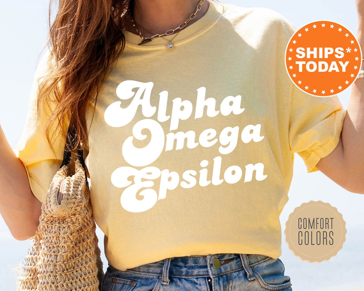 Alpha Omega Epsilon 80's Disco Sorority T-Shirt | Big Little Reveal | Comfort Colors Shirt | Custom Greek Apparel  _ 8477g