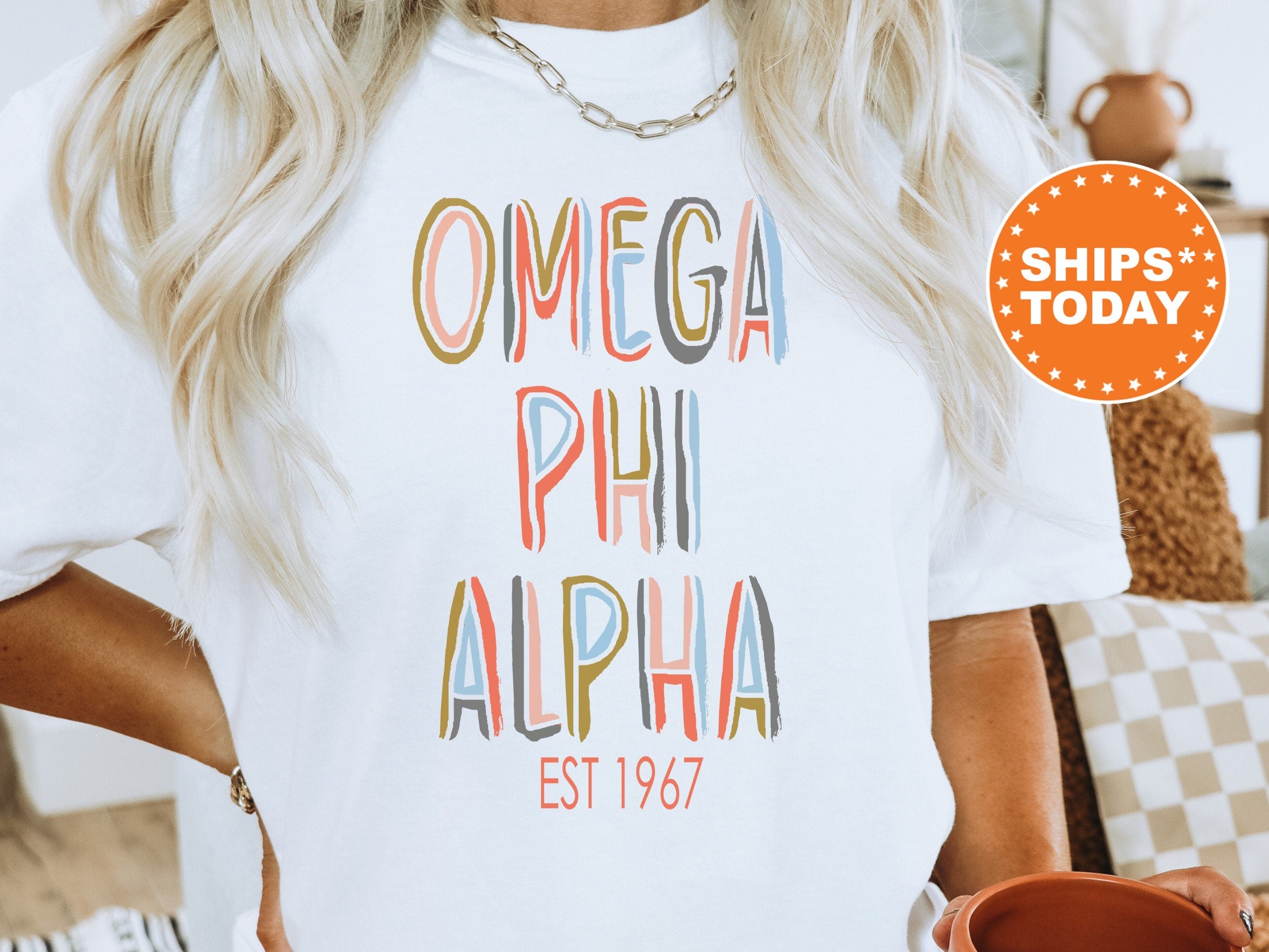 Kite and Crest Omega Phi Alpha Cooper Sorority T Shirt Ophia Comfort Colors Shirt Big Little Reveal Shirt Sorority Gifts Sorority Merch 8673g Chambray