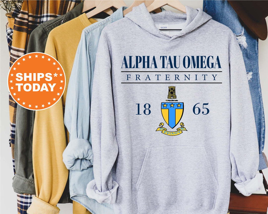 Alpha Tau Omega Large Crest Fraternity Sweatshirt | ATO Fraternity  Hoodie | Alpha Tau Omega Fraternity Crest | Greek Apparel