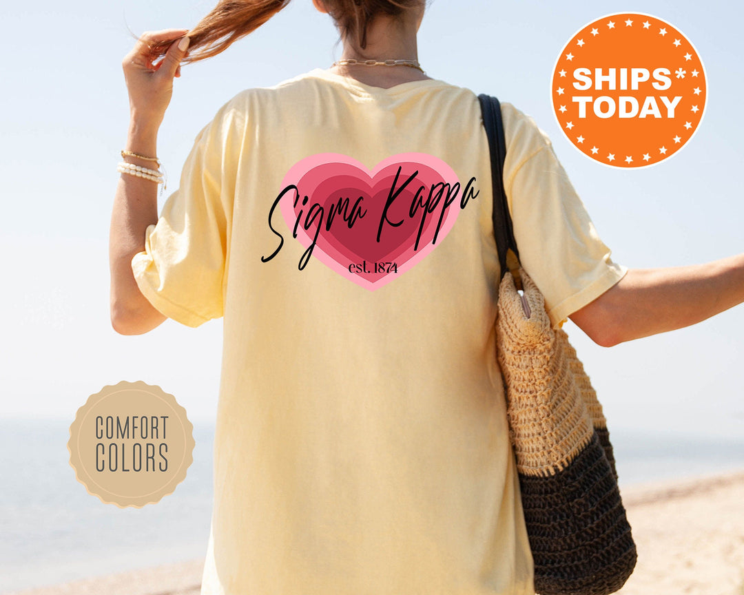 Sigma Kappa Heart Beats Sorority T-Shirt | Sigma Kappa Greek Shirt | Big Little Reveal Shirt | Sorority Gifts | Comfort Colors Tee _ 14060g