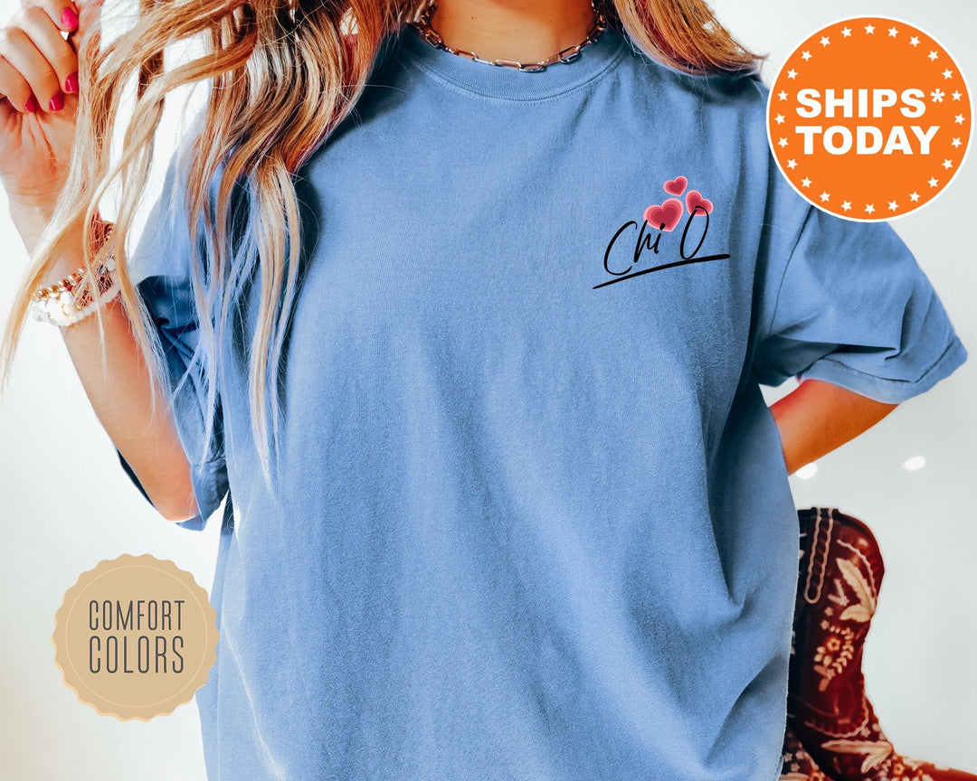 Chi Omega Heart Beats Sorority T-Shirt | Chi O Greek Shirt | Chi Omega Big Little Reveal Shirt | Sorority Gifts | Comfort Colors Tee _ 14047g