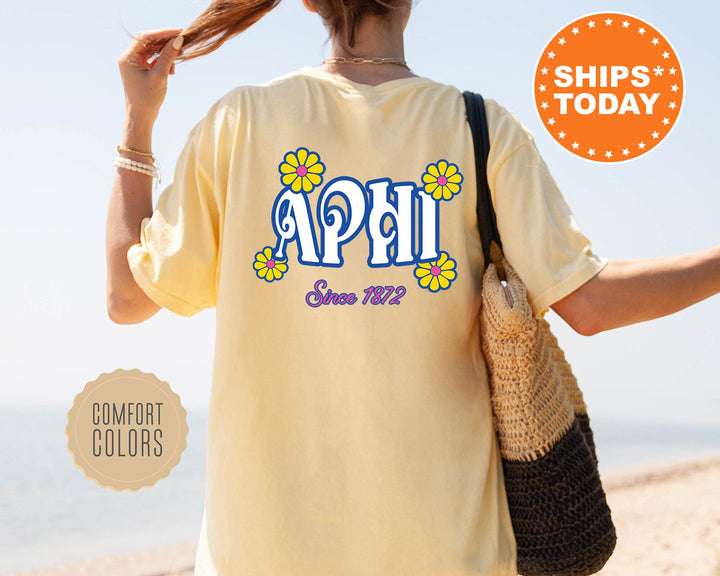 Alpha Phi Sunny Blooms Comfort Colors Sorority T-Shirt | APHI Floral Shirt | Alpha Phi Big Little Reveal Shirt | Sorority Apparel _ 13663g