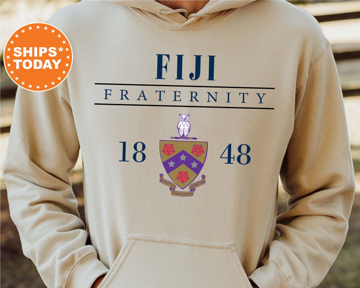 FIJI Large Crest Fraternity Sweatshirt | FIJI Hoodie| Greek Apparel | FIJI Fraternity Crest Crewneck Sweatshirt | Fraternity Gift