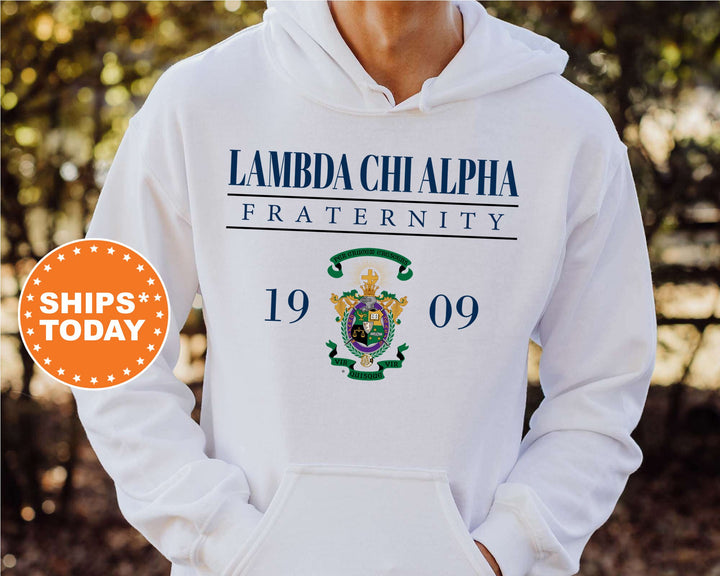 Lambda Chi Alpha Large Crest Fraternity Sweatshirt | Lambda Chi Hoodie | Lambda Chi Alpha Gift | Fraternity Crest | Greek Apparel _ 5874g