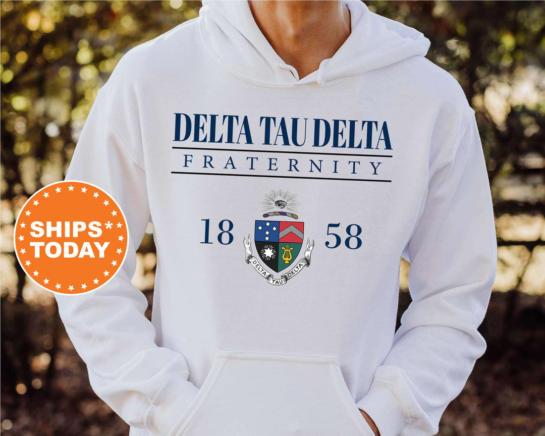 Delta Tau Delta Large Crest Fraternity Sweatshirt | Delt Fraternity Hoodie | Delta Tau Delta Fraternity Crest | Greek Apparel