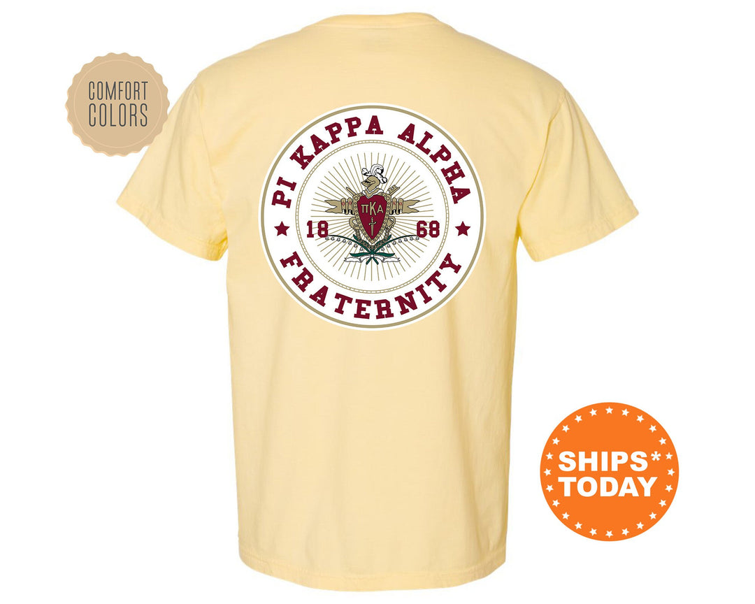 Pi Kappa Alpha Proud Crests Fraternity T-Shirt | PIKE Greek Apparel | PIKE Fraternity Crest | Fraternity Rush Shirt | Comfort Colors Tee _ 13967g