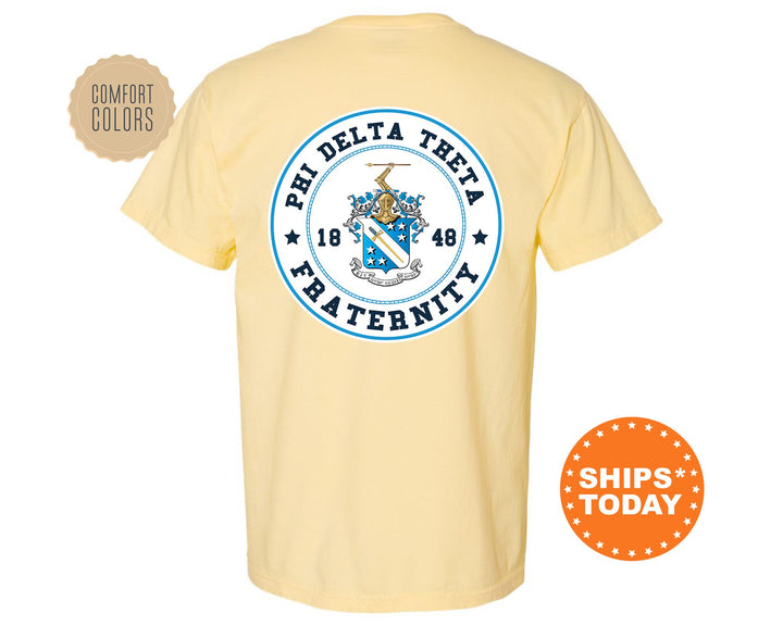 Phi Delta Theta Proud Crests Fraternity T-Shirt | Phi Delt Greek Apparel | Fraternity Crest | Fraternity Rush Shirt | Comfort Colors Tee _ 13962g