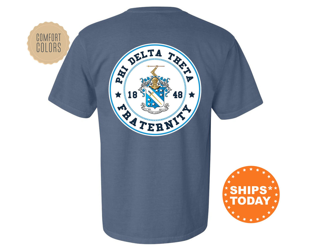 Phi Delta Theta Proud Crests Fraternity T-Shirt | Phi Delt Greek Apparel | Fraternity Crest | Fraternity Rush Shirt | Comfort Colors Tee _ 13962g