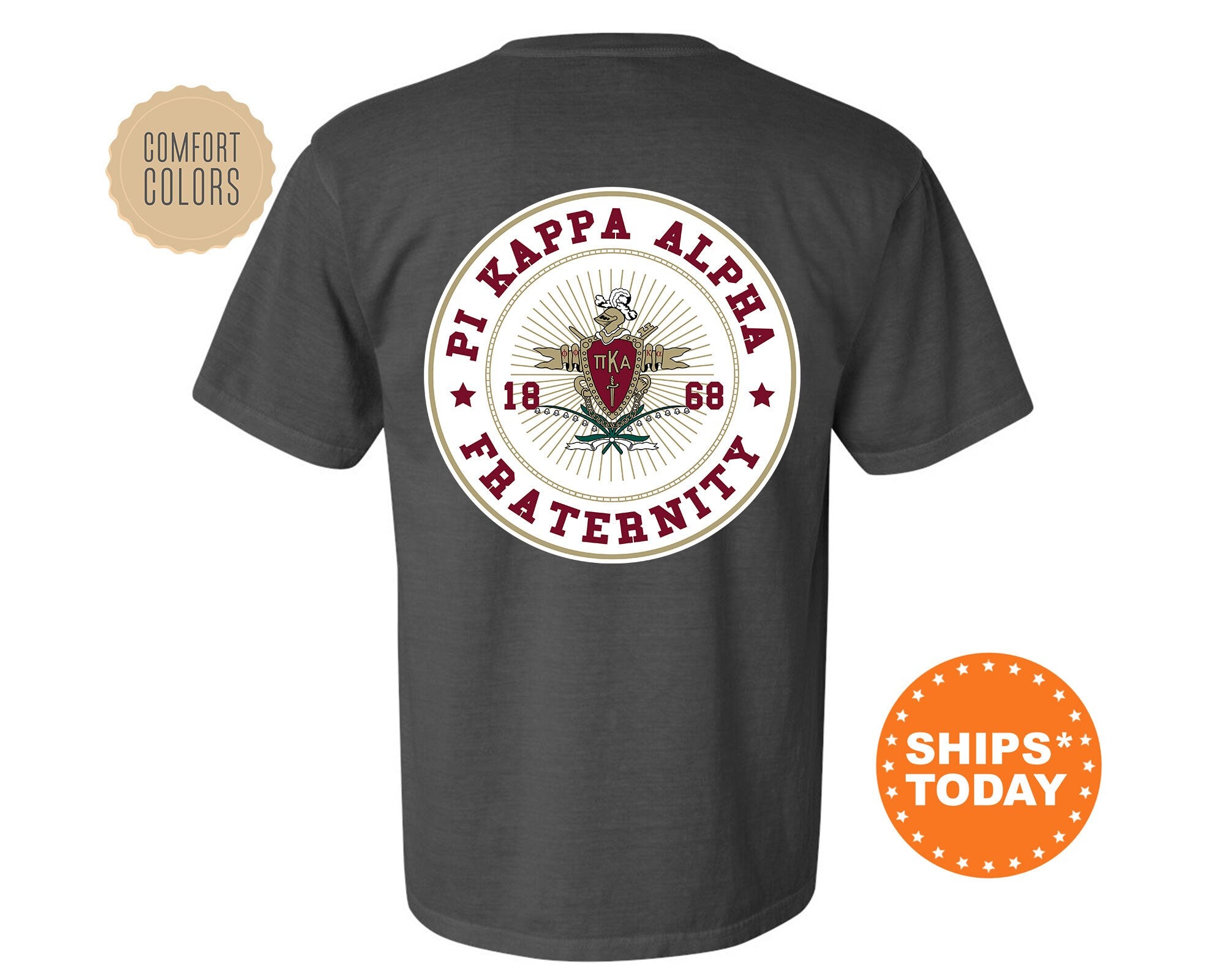 Pi Kappa Alpha Proud Crests Fraternity T Shirt PIKE Greek Apparel PIKE Fraternity Crest Fraternity Rush Shirt Comfort Colors Tee 13967g