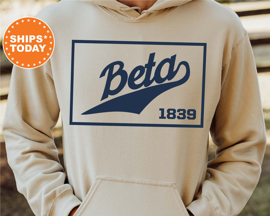 Beta Theta Pi Baseball Boxed Fraternity Sweatshirt | Beta Greek Sweatshirt | Fraternity Gift | Gameday Sweatshirt | College Apparel _ 5958g