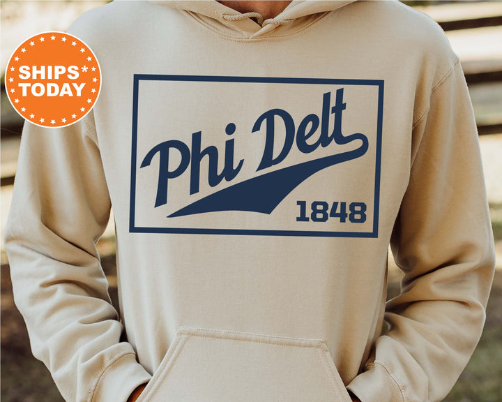 Phi Delta Theta Baseball Boxed Fraternity Sweatshirt | Phi Delt Sweatshirt | Fraternity Gift | Gameday Sweatshirt | College Apparel _ 5968g
