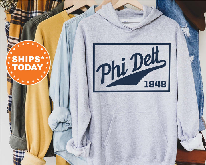 Phi Delta Theta Baseball Boxed Fraternity Sweatshirt | Phi Delt Sweatshirt | Fraternity Gift | Gameday Sweatshirt | College Apparel _ 5968g