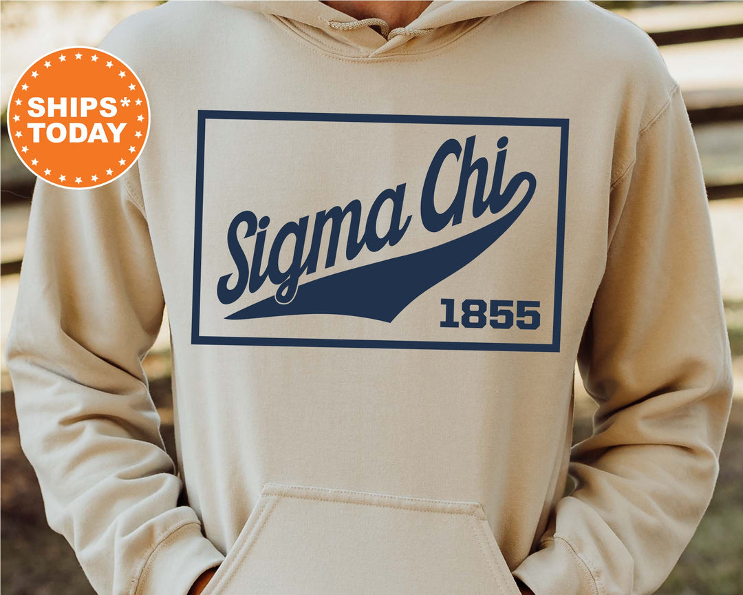 Sigma Chi Baseball Boxed Fraternity Sweatshirt | Sigma Chi Greek Sweatshirt | Fraternity Gift | Gameday Sweatshirt | College Apparel _ 5976g