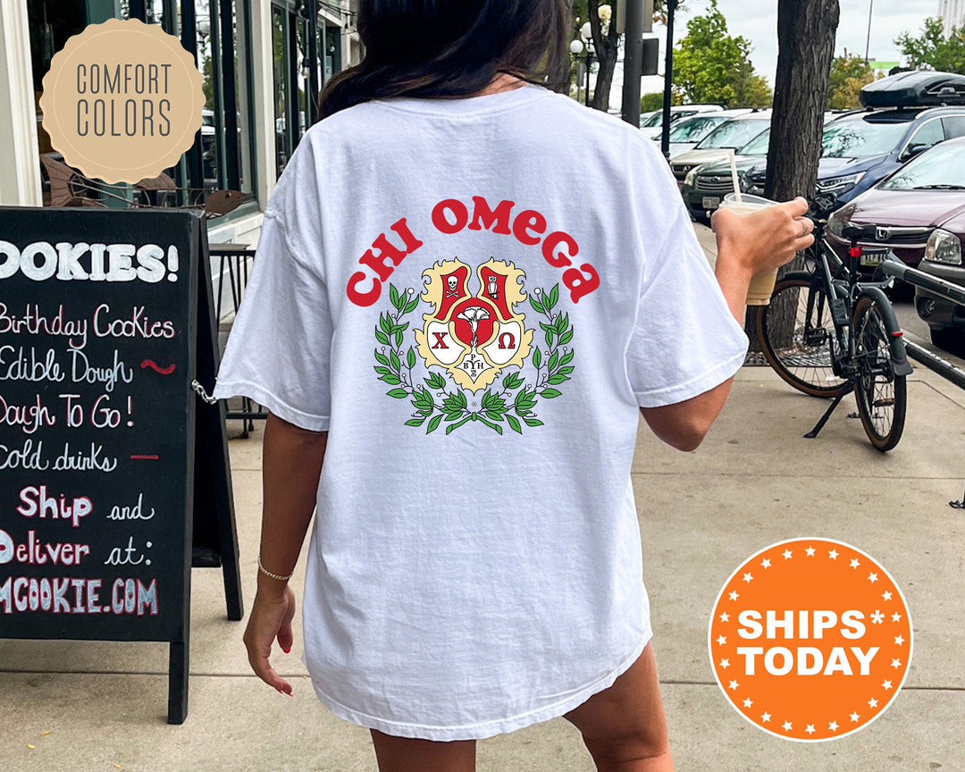 Chi Omega Sorority Style Sorority T-Shirt | Chi O Sorority Crest | Big Little Sorority Gifts | Comfort Colors Shirt | Sorority Merch _ 9371g