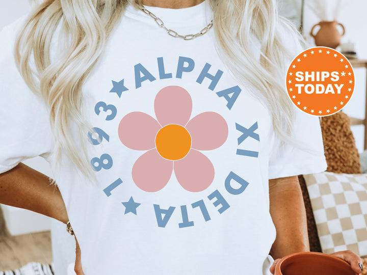 Alpha Xi Delta Bright Floral Sorority T-Shirt | AXID Comfort Colors Shirt | Greek Apparel | Big Little Gift | Alpha Xi Floral Shirt _ 7444g