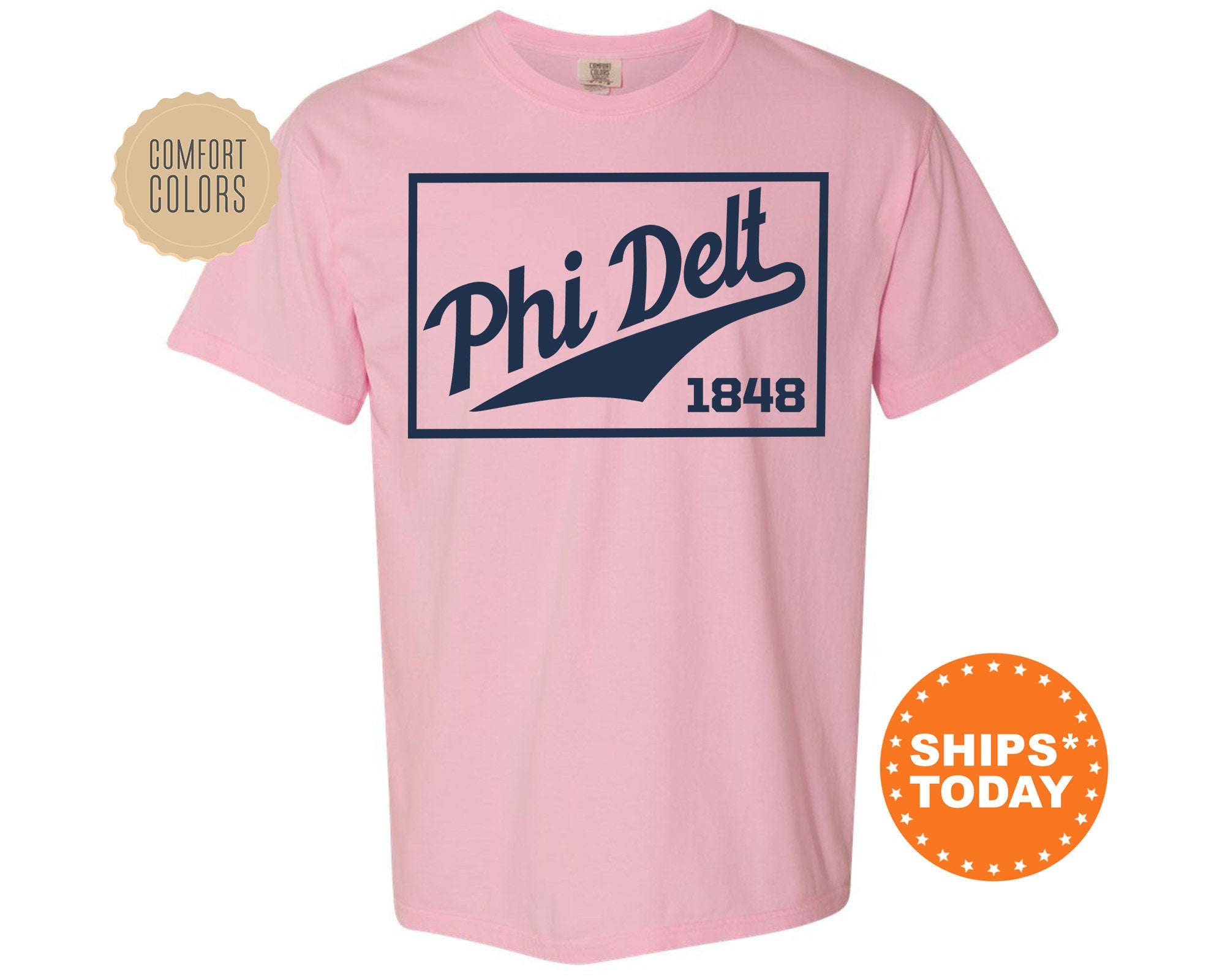 Phi Delta Theta Baseball Boxed Comfort Colors Fraternity T-Shirt | Phi Delt Greek Apparel | Game Day Shirt | Fraternity Rush Shirt _ 5968g