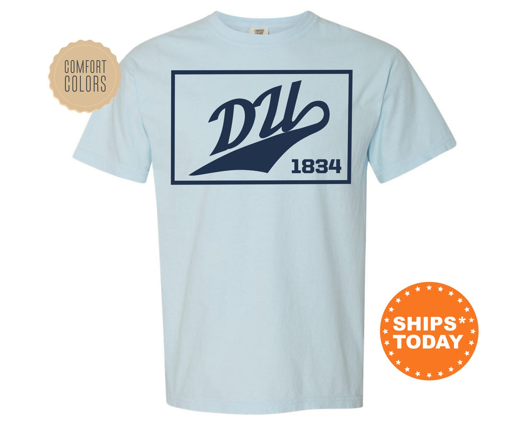 Delta Upsilon Baseball Boxed Comfort Colors Fraternity T-Shirt | DU Greek Apparel | Game Day Shirt | Fraternity Rush | College Shirt _ 5963g