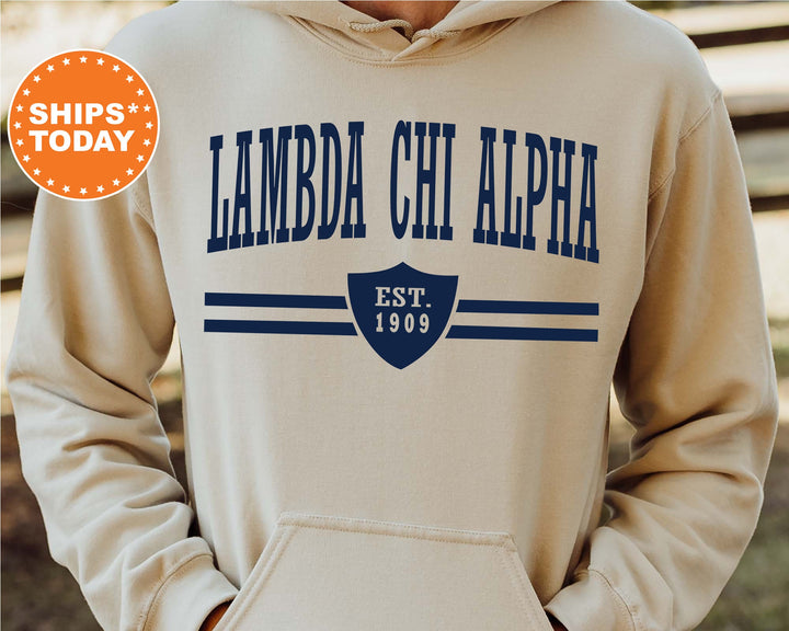 Lambda Chi Alpha Striped Shield Fraternity Sweatshirt