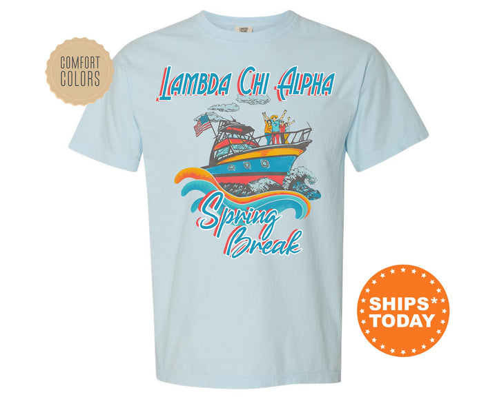 Lambda Chi Alpha Boating Spring Break Comfort Colors Fraternity T-Shirt | Lambda Chi Greek Shirt | Fraternity Gift | College Apparel _ 6802g