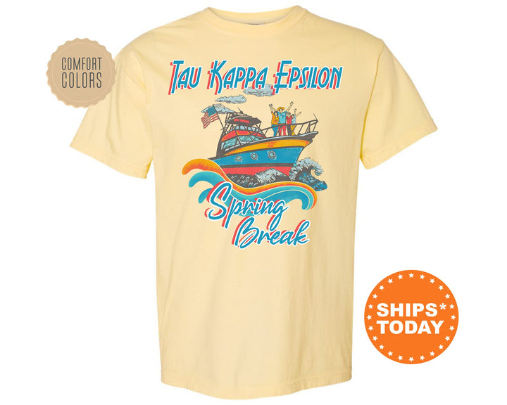 Tau Kappa Epsilon Boating Spring Break Comfort Colors Fraternity T-Shirt | TKE Greek Apparel | Fraternity Gift | College Apparel _ 6816g