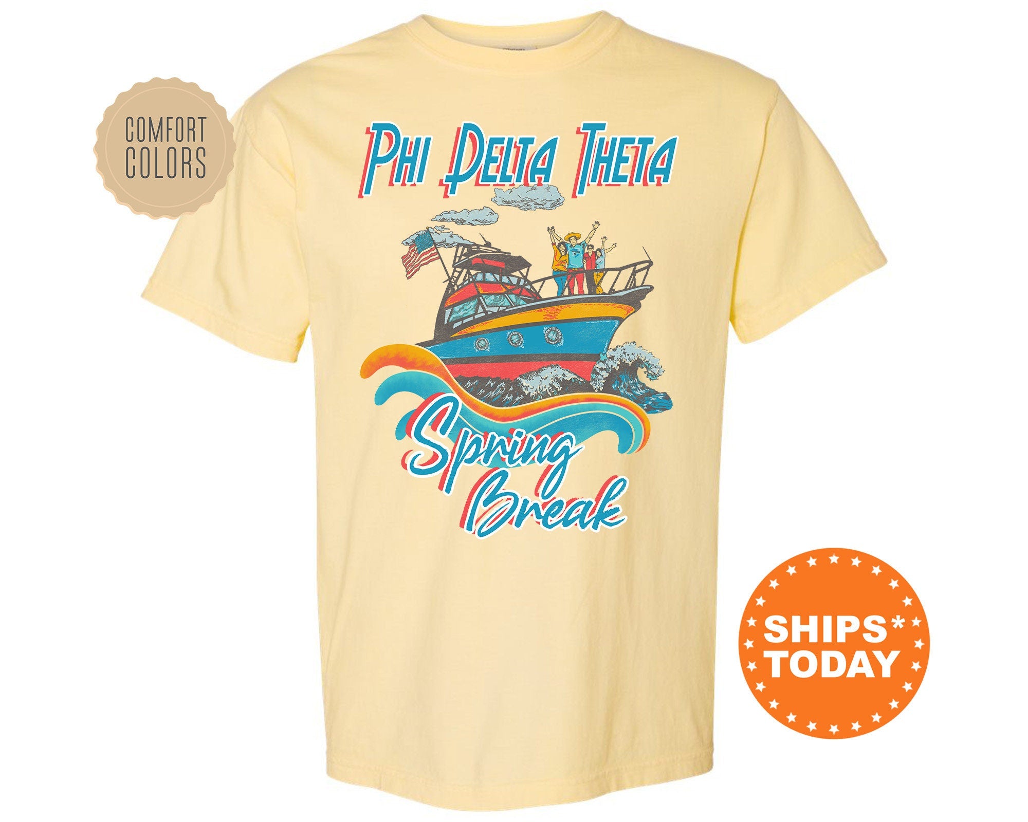 Phi Delta Theta Boating Spring Break Comfort Colors Fraternity T-Shirt | Phi Delt Greek Apparel | Fraternity Gift | College Apparel _ 6803g