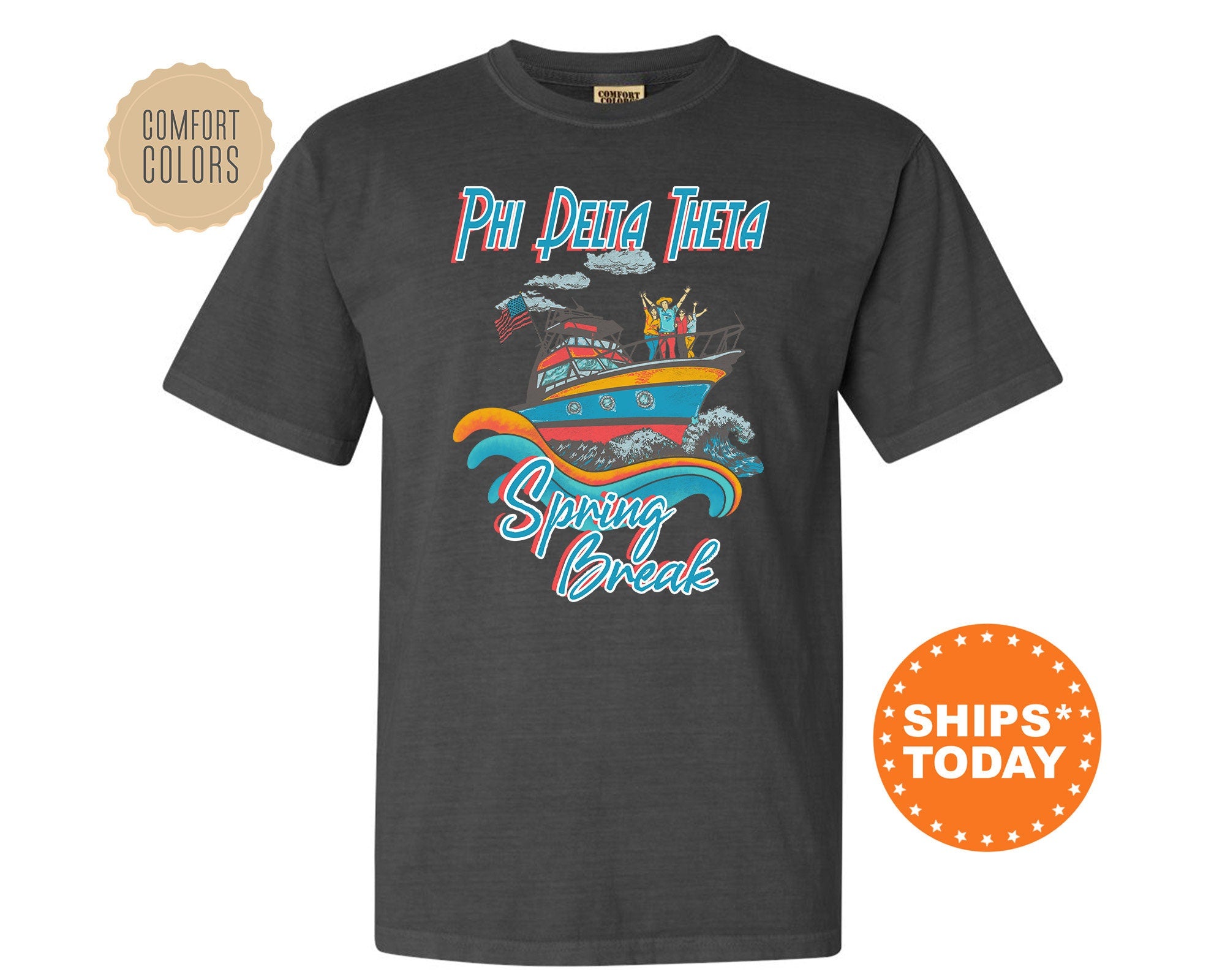 Phi Delta Theta Boating Spring Break Comfort Colors Fraternity T-Shirt | Phi Delt Greek Apparel | Fraternity Gift | College Apparel _ 6803g