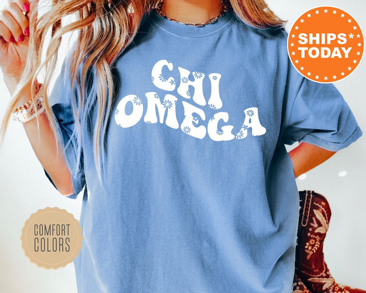 Chi Omega Floral Hippie Comfort Colors Sorority T-Shirt | Chi Omega Floral Shirt | Chi O Big Little Reveal Shirt | Sorority Merch
