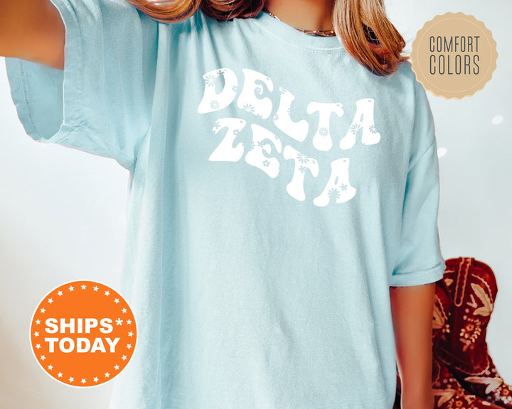 Delta Zeta Floral Hippie Comfort Colors Sorority T-Shirt | Dee Zee Floral Shirt | Delta Zeta Big Little Reveal | Sorority Merch