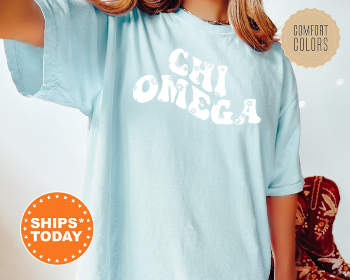 Chi Omega Floral Hippie Comfort Colors Sorority T-Shirt | Chi Omega Floral Shirt | Chi O Big Little Reveal Shirt | Sorority Merch