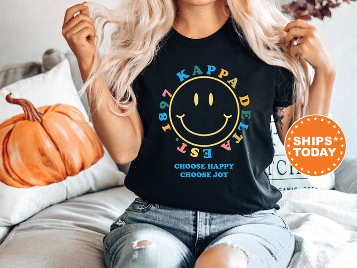 Kappa Delta Choose Happy Sorority T-Shirt | Comfort Colors Shirt | Kappa Delta Merch | Kay Dee Greek Apparel | Big Little Gift _ 7478g