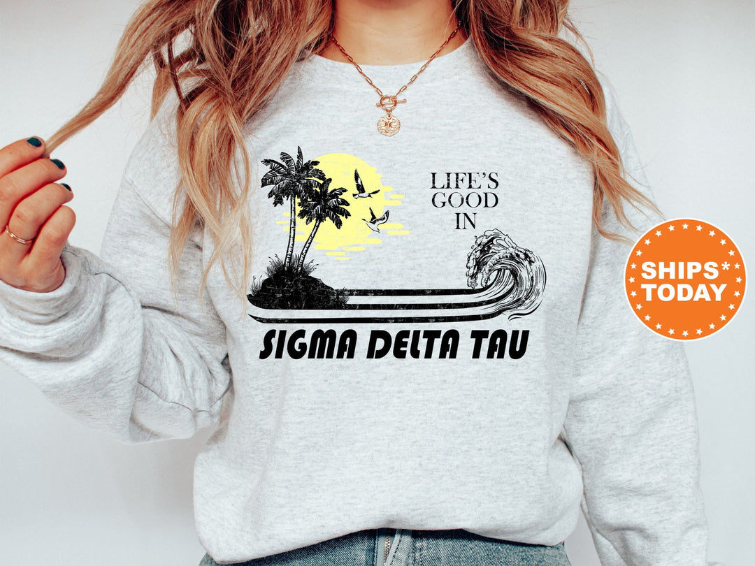Sigma Delta Tau Beach Life Sorority Sweatshirt | Sig Delt Sorority Apparel | Big Little Reveal | Sorority Gifts | Sorority Merch _ 8419g