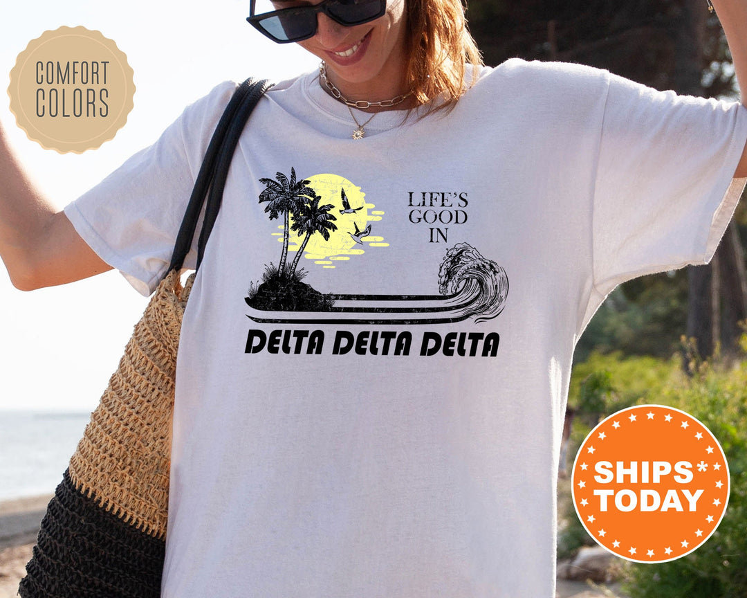 Delta Delta Delta Beach Life Sorority T-Shirt | Tri Delta Summer Shirt | Sorority Apparel | Big Little Sorority Shirt | Comfort Colors Shirt _ 8408g
