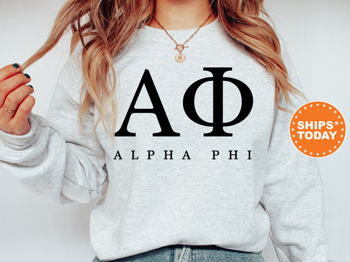 Alpha Phi Sweet and Simple Sorority Sweatshirt | Alpha Phi Greek Letters Sorority Crewneck | APHI Sorority Letters | Sorority Apparel _ 5005g