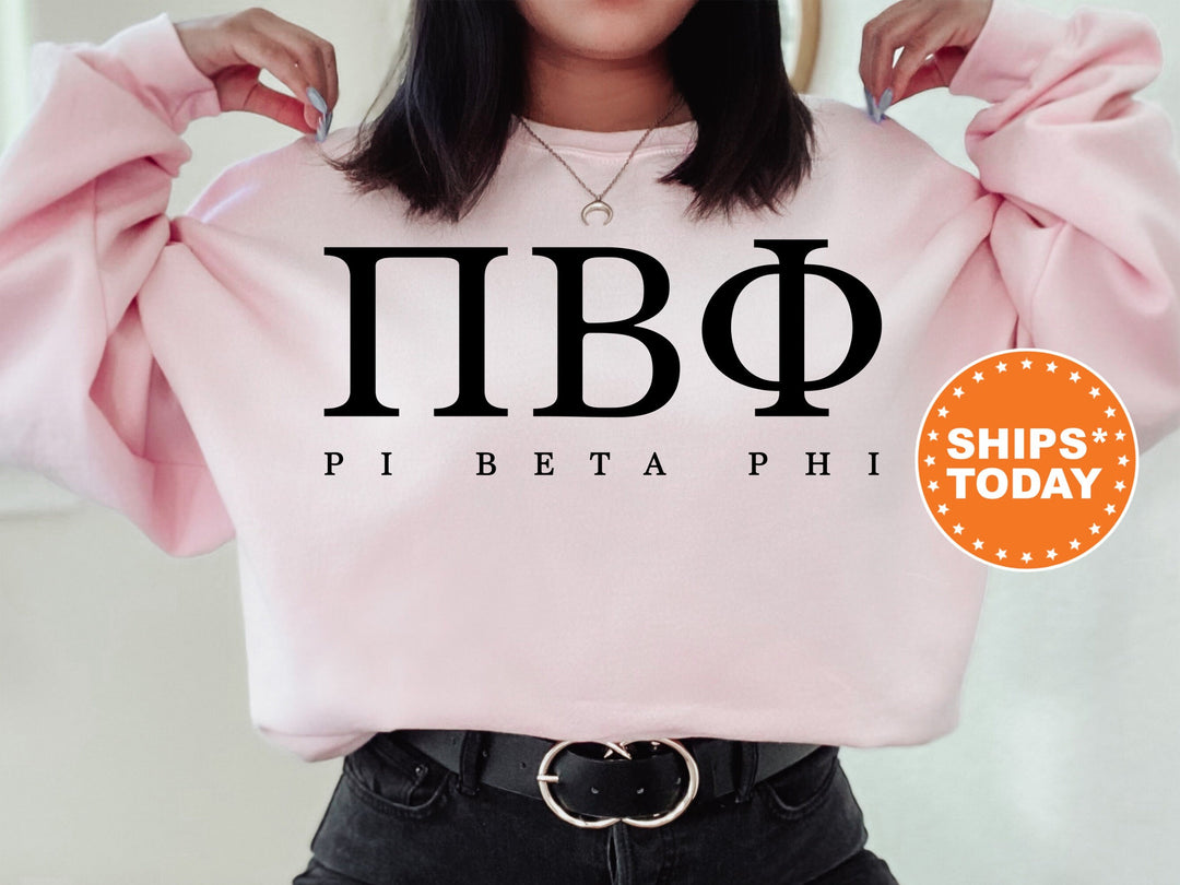 Pi Beta Phi Sweet and Simple Sorority Sweatshirt | Pi Phi Greek Letters Sorority Crewneck | Pi Beta Phi Sorority Letters | Sorority Apparel