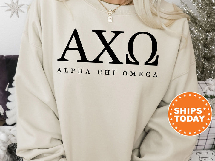 Alpha Chi Omega Sweet and Simple Sorority Sweatshirt | Alpha Chi Greek Letters Sorority Crewneck | Sorority Letters | Sorority Apparel _ 5000g