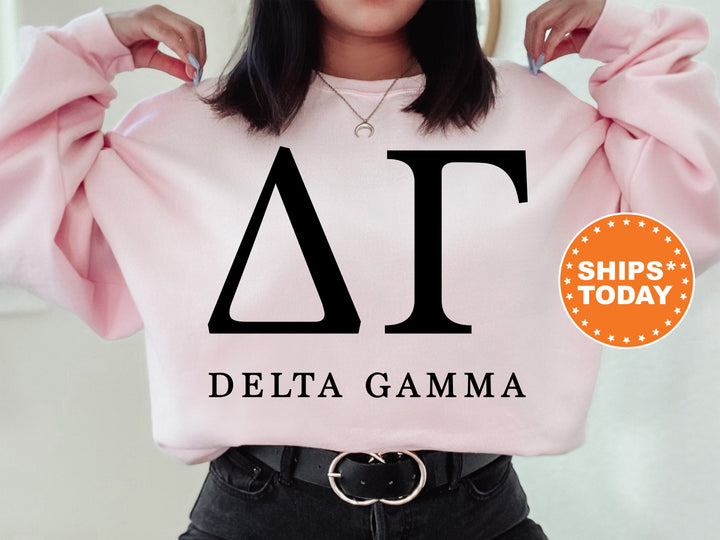 Delta Gamma Sweet and Simple Sorority Sweatshirt | Dee Gee Greek Letters Sorority Crewneck | Delta Gamma Sorority Letters | Sorority Merch 5011g