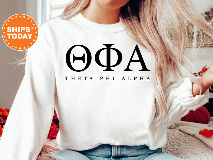 Theta Phi Alpha Sweet and Simple Sorority Sweatshirt | Theta Phi Greek Letters Sorority Crewneck | Sorority Letters | Sorority Apparel