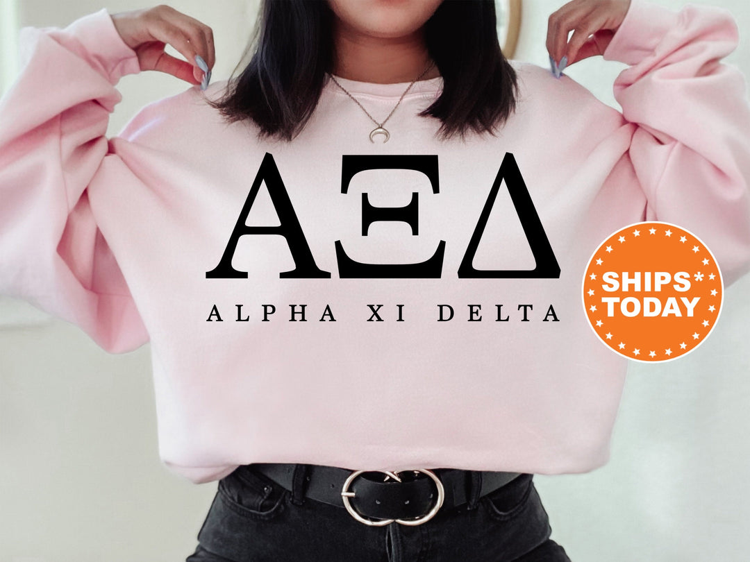 Alpha Xi Delta Sweet and Simple Sorority Sweatshirt | AXID Greek Letters Sorority Crewneck | Alpha Xi Sorority Letters | Sorority Apparel